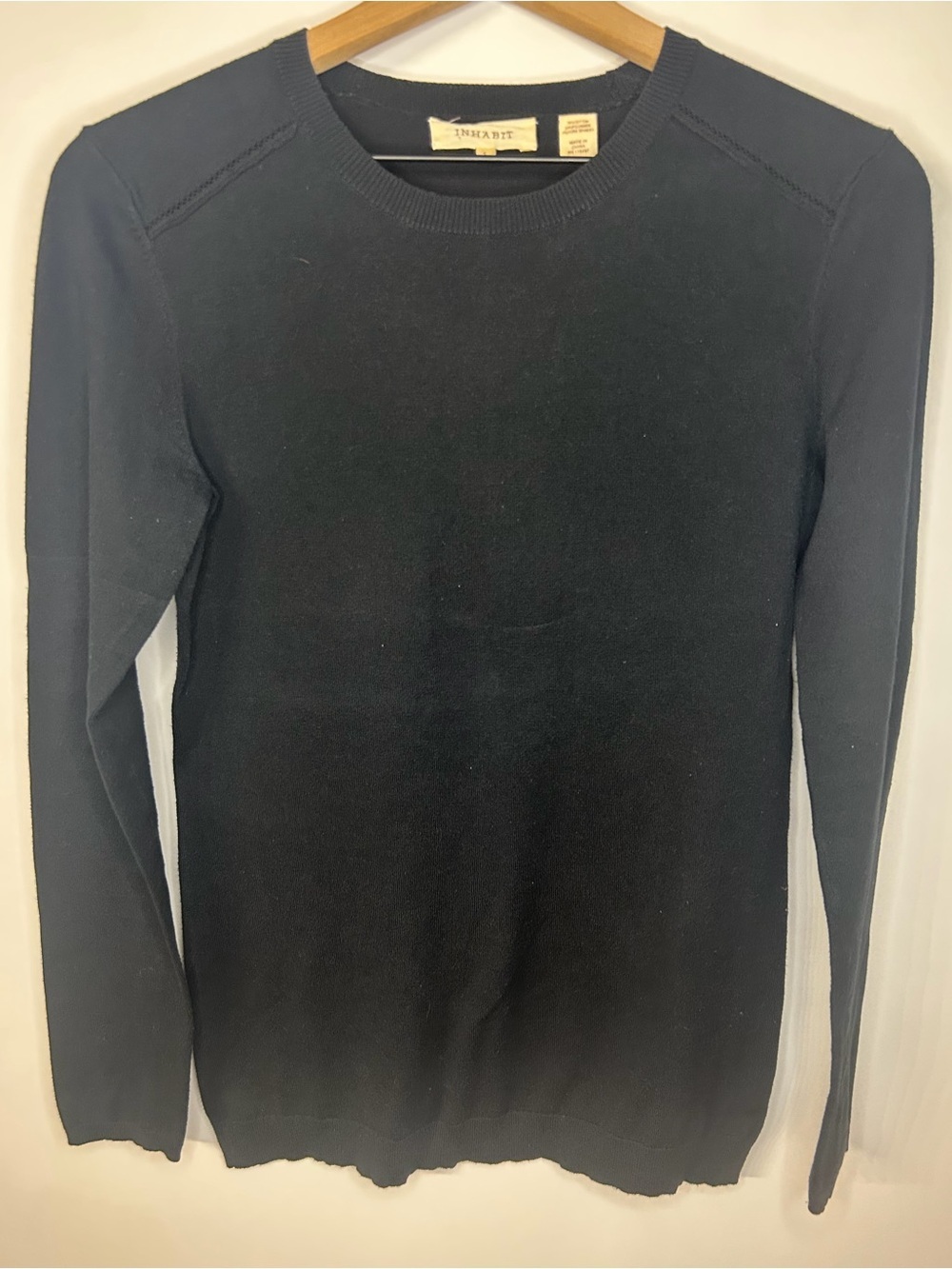 Inhabit Women’s Black Cotton Blend Sweater, Size Small